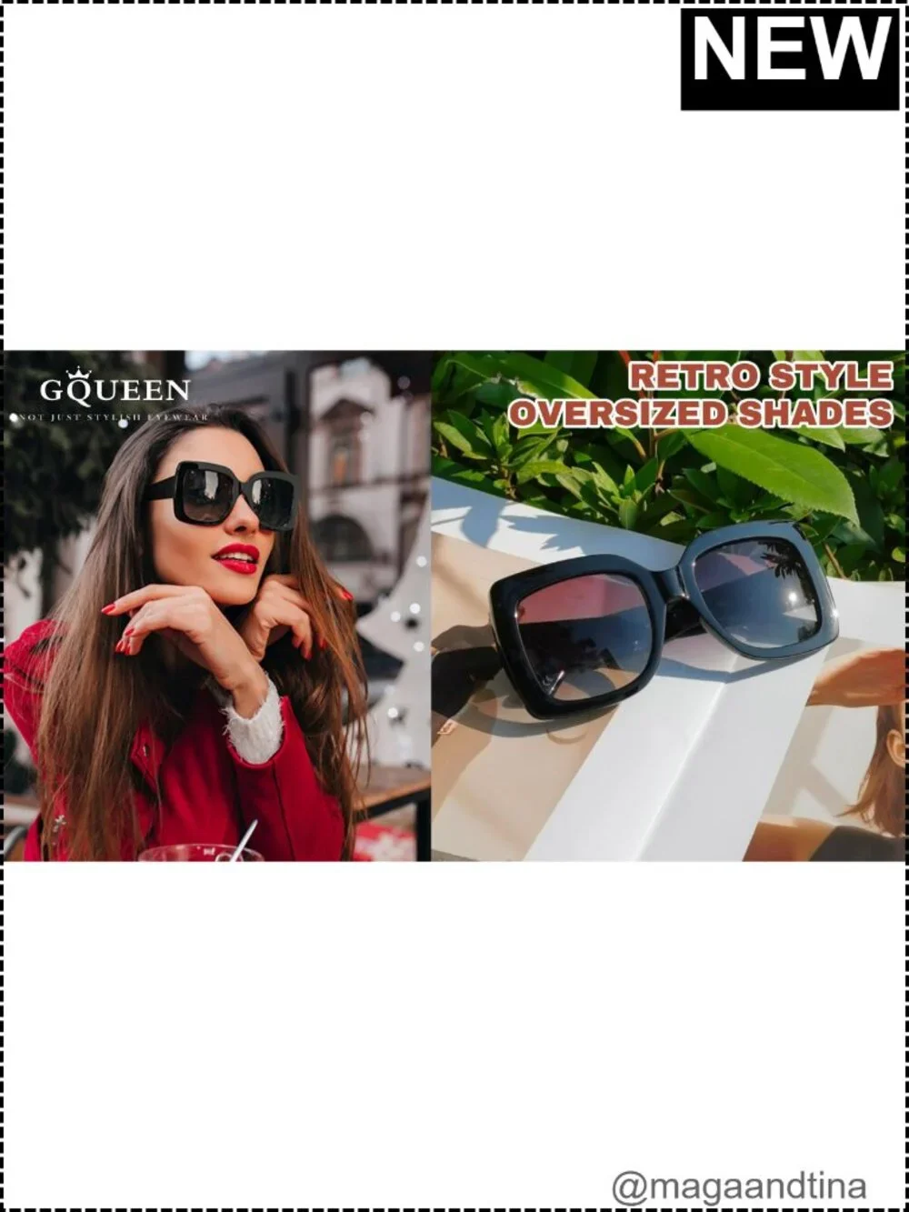 Oversized Square Frame Retro Sunglasses UV400 Protection